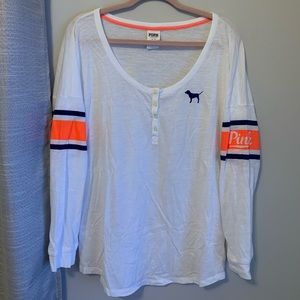 PINK! Long Sleeve Henley Shirt